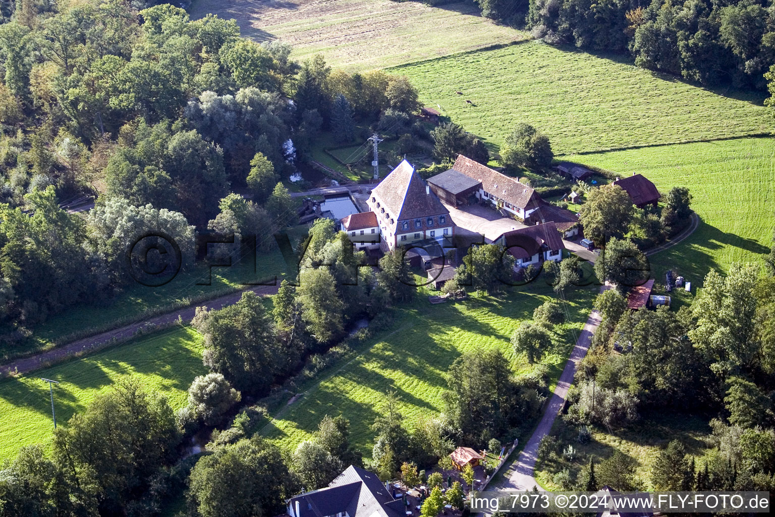 Bienwaldmühle im Bundesland Rheinland-Pfalz, Deutschland aus der Luft