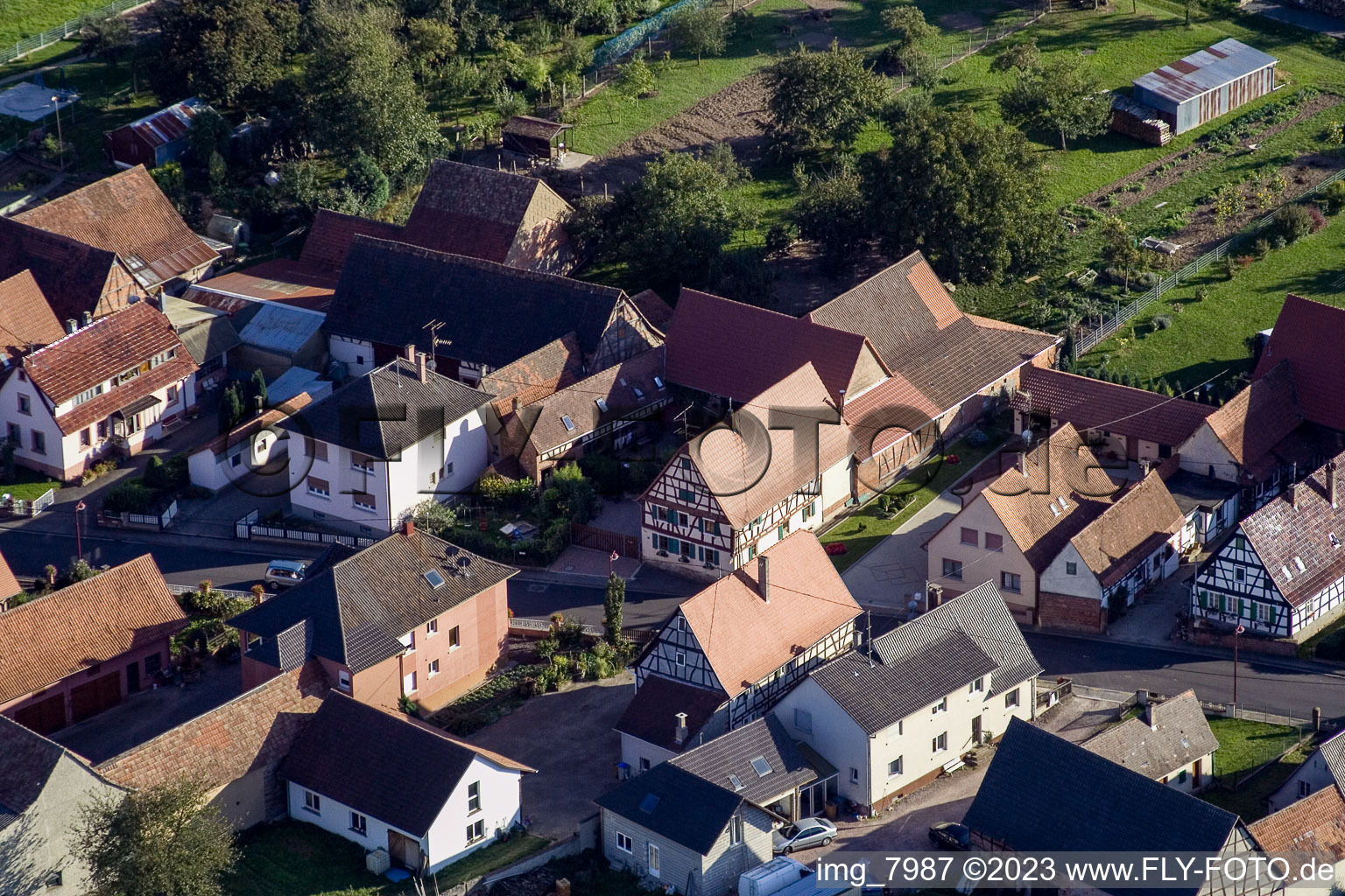 Luftaufnahme von Schleithal im Bundesland Bas-Rhin, Frankreich