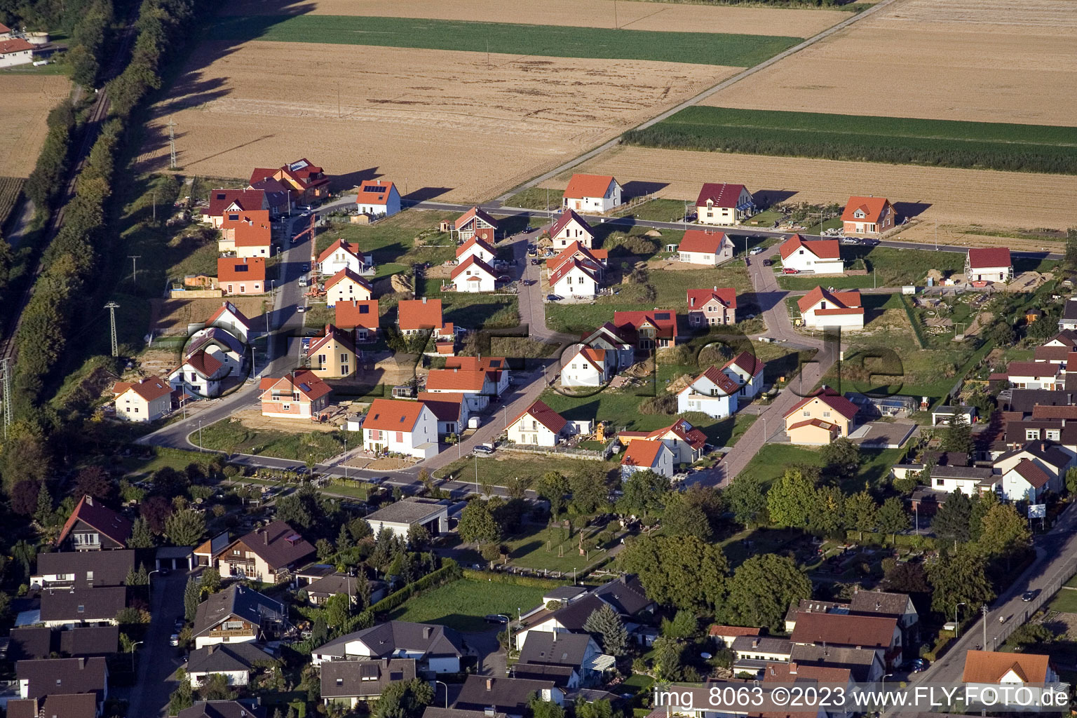 Luftbild von Schaidt, Neubaugebiet in Wörth am Rhein im Bundesland Rheinland-Pfalz, Deutschland