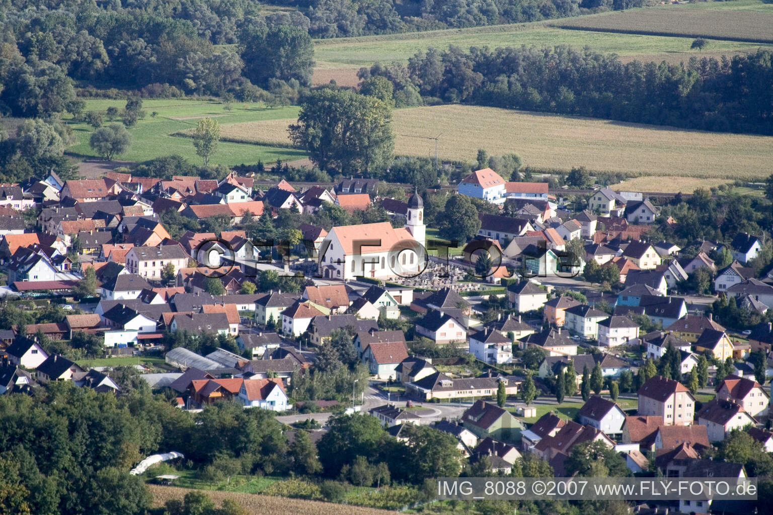 Luftbild von Mothern von Westen im Bundesland Bas-Rhin, Frankreich
