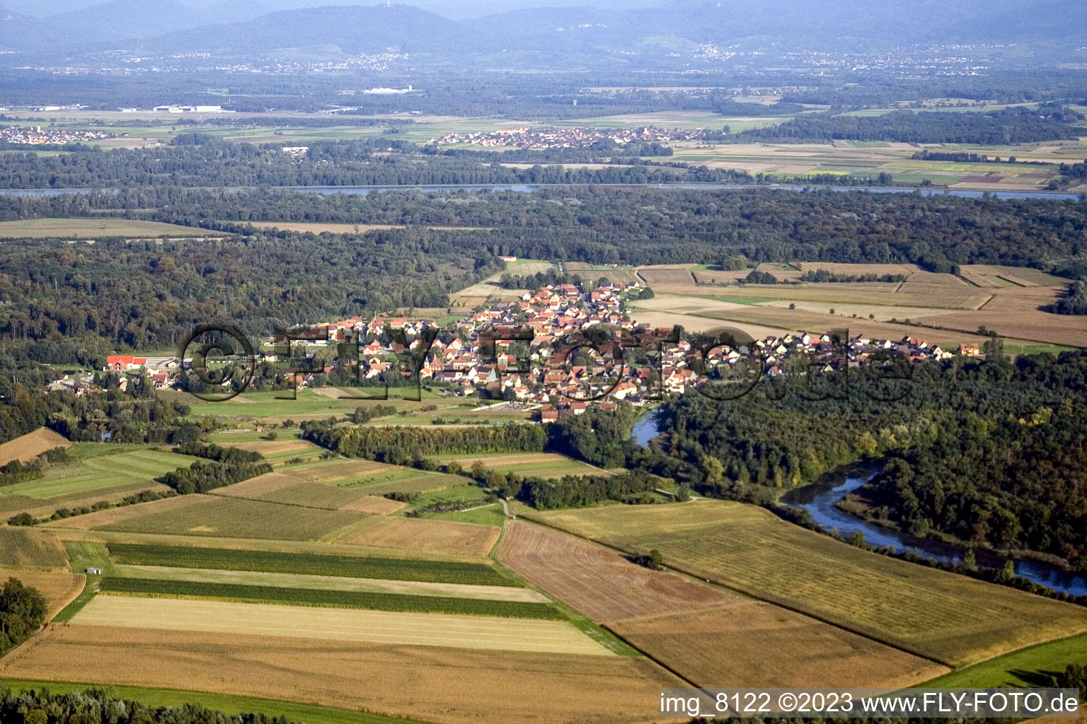Dalhunden im Bundesland Bas-Rhin, Frankreich aus der Luft betrachtet