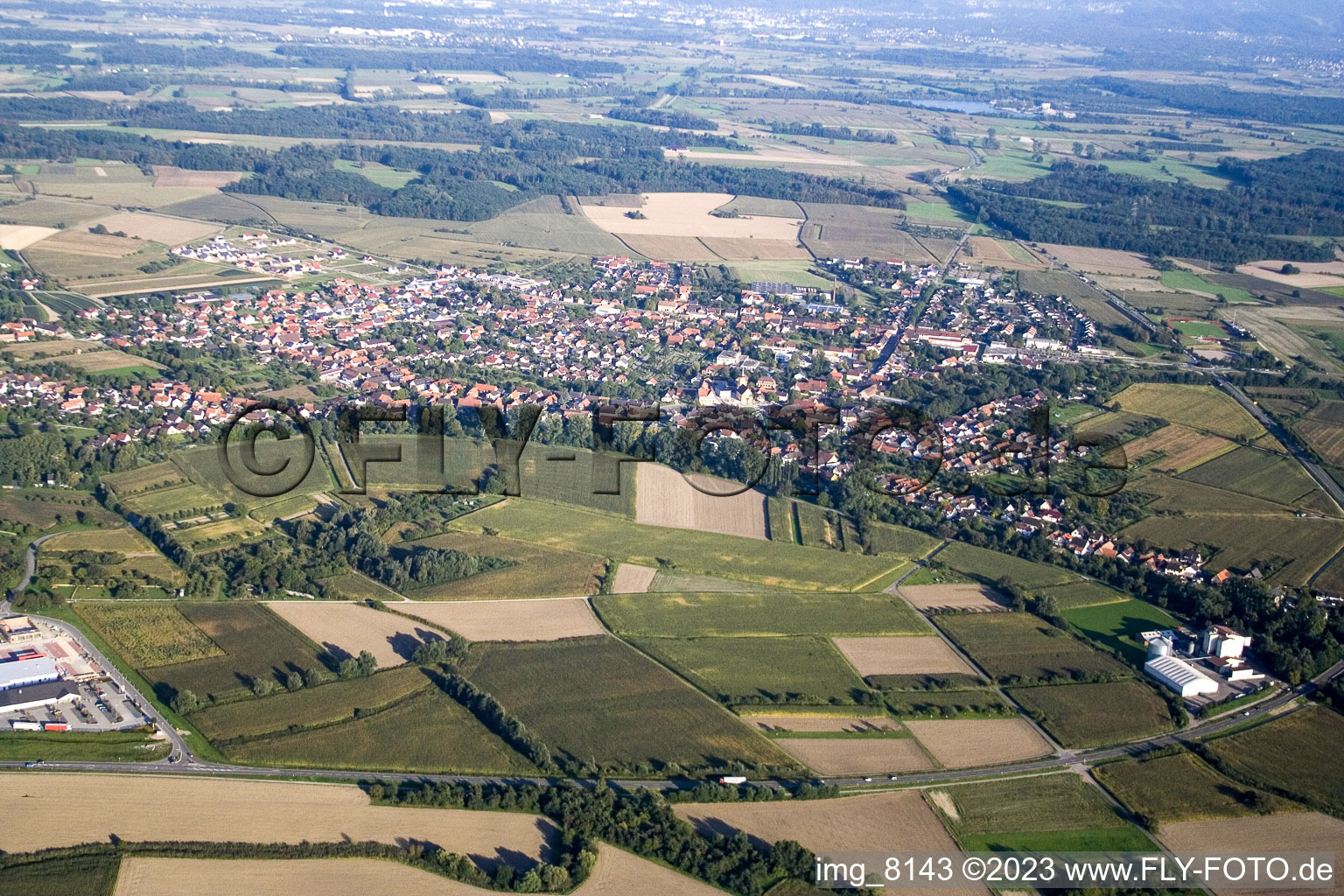 Ortsteil Freistett in Rheinau im Bundesland Baden-Württemberg, Deutschland aus der Luft