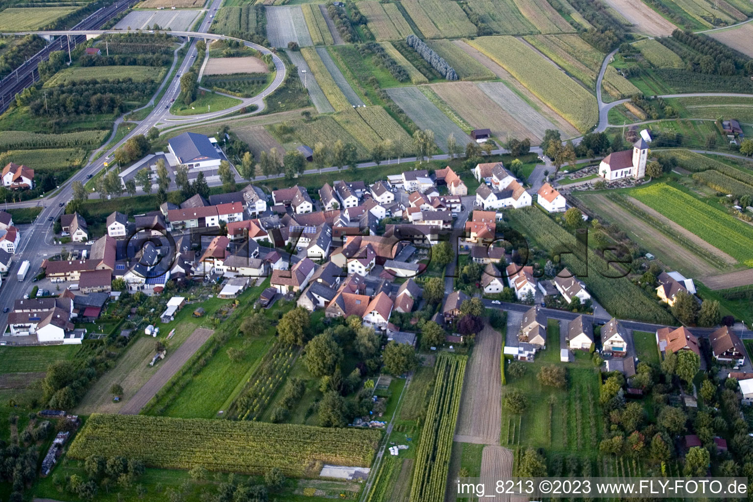 Luftbild von Ortsteil Urloffen in Appenweier im Bundesland Baden-Württemberg, Deutschland