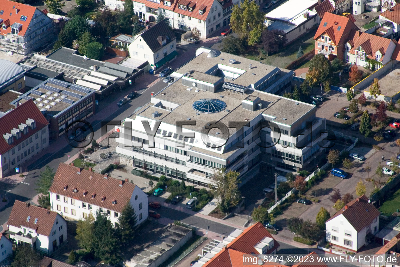 Luftaufnahme von Kandel, Sparkasse im Bundesland Rheinland-Pfalz, Deutschland