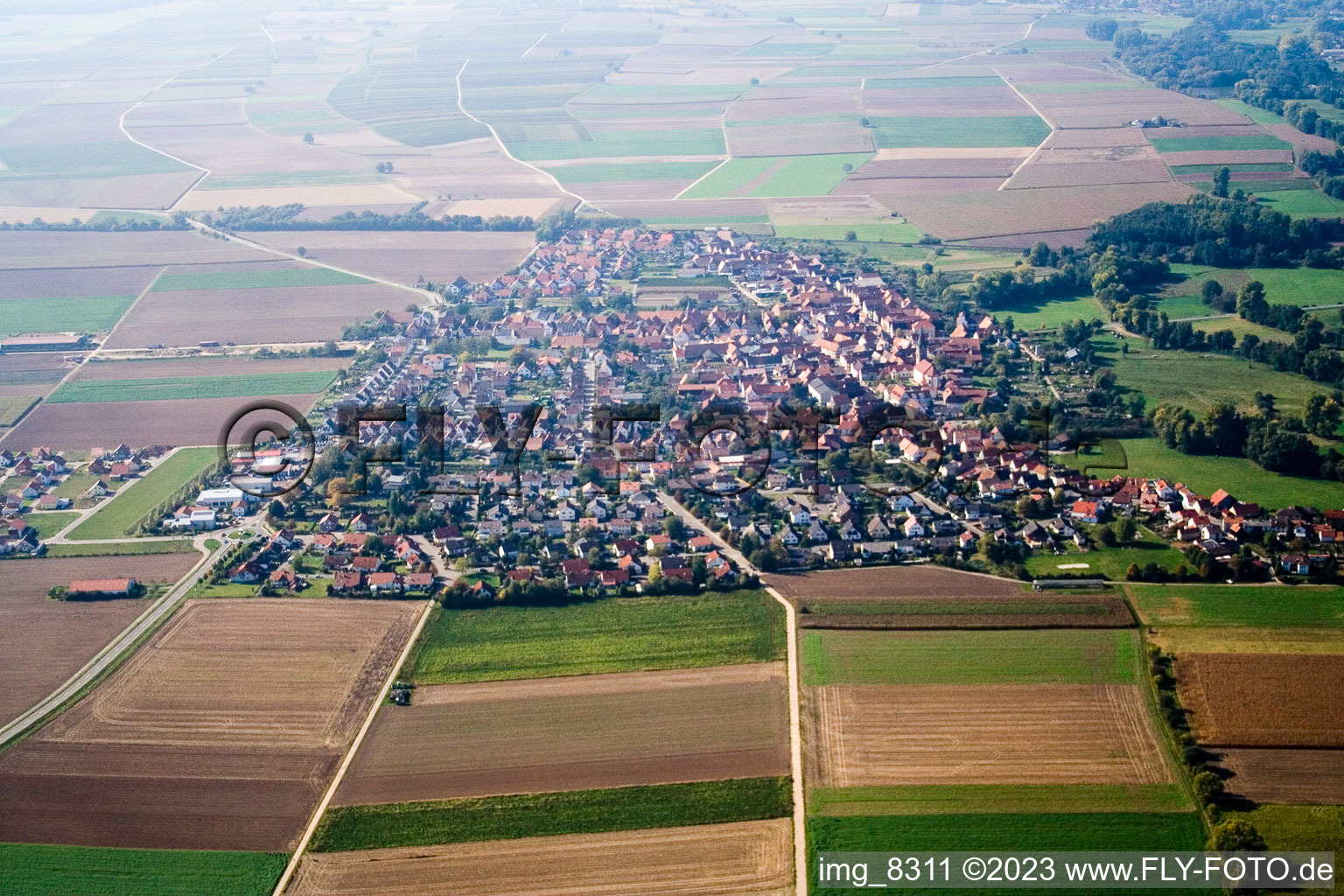 Luftaufnahme von Steinweiler von Osten im Bundesland Rheinland-Pfalz, Deutschland