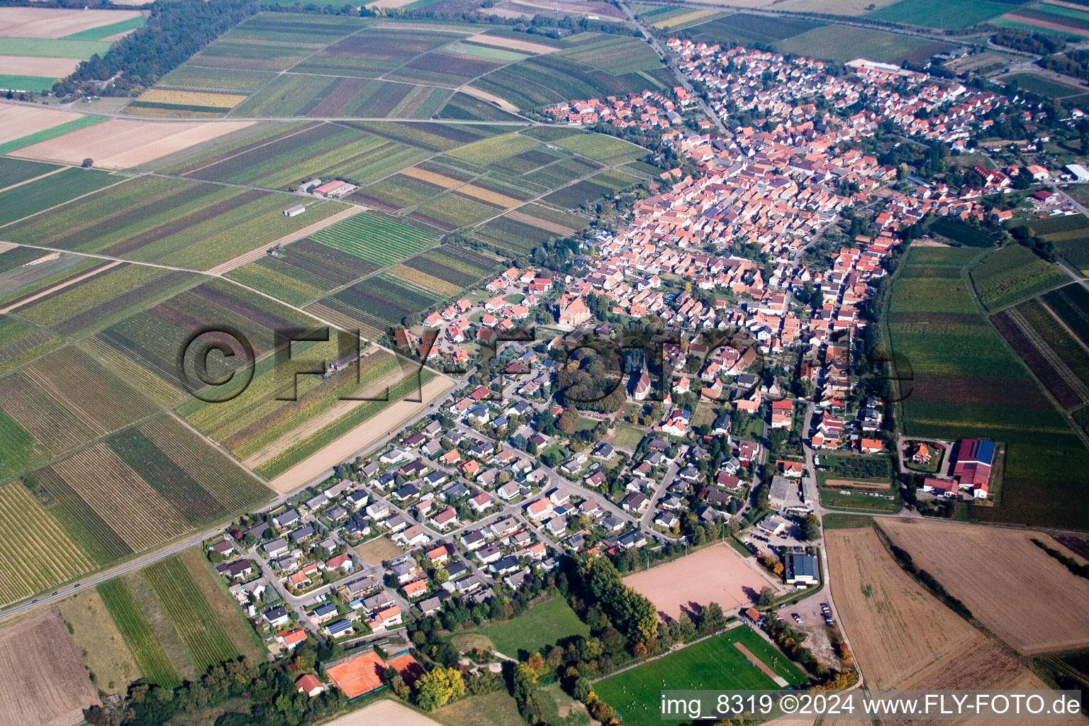 Insheim von Südwesten im Bundesland Rheinland-Pfalz, Deutschland