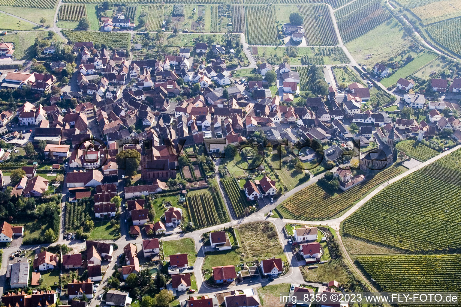 Birkweiler im Bundesland Rheinland-Pfalz, Deutschland von oben gesehen