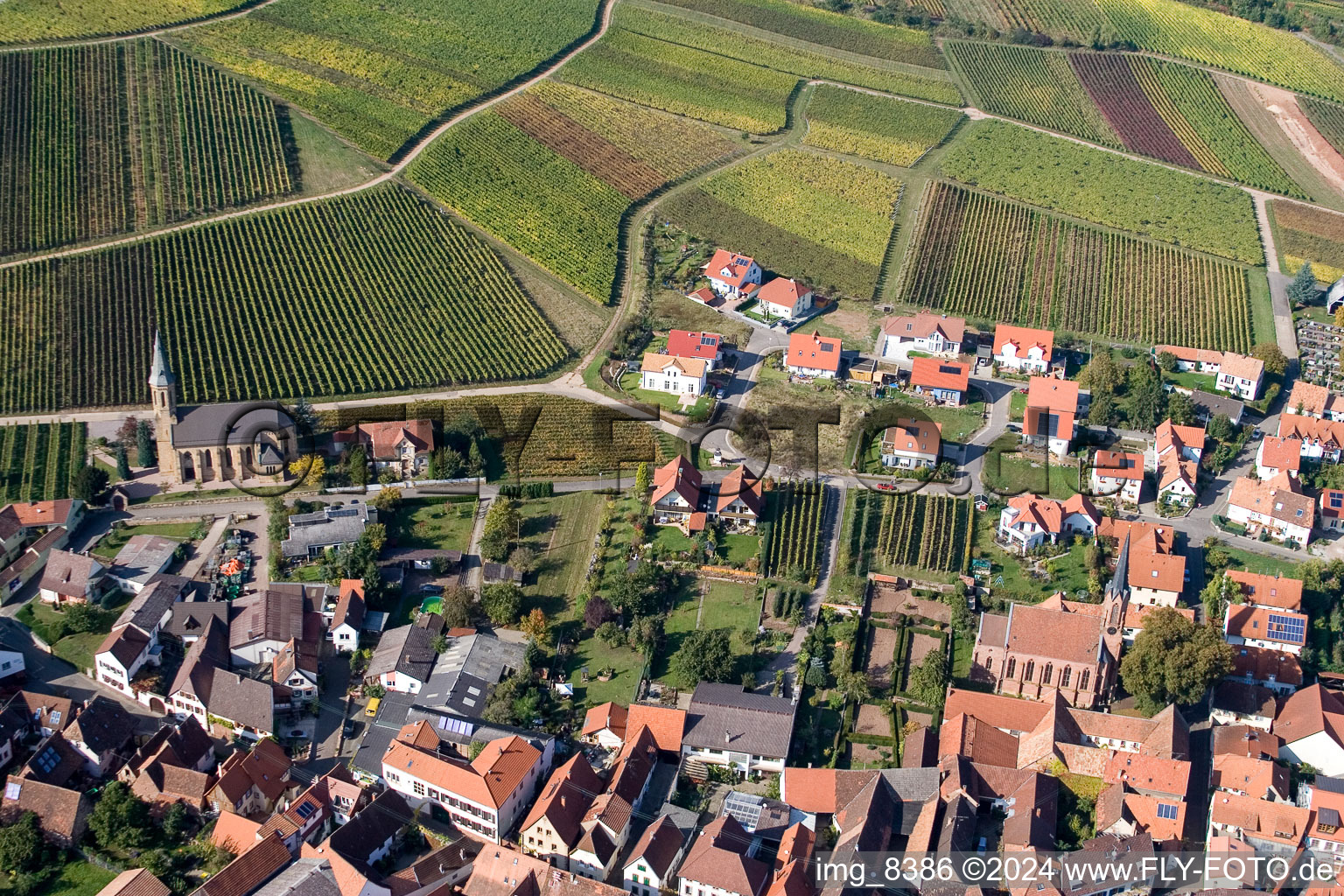 Dorf - Ansicht von Birkweiler im Bundesland Rheinland-Pfalz, Deutschland aus der Luft betrachtet