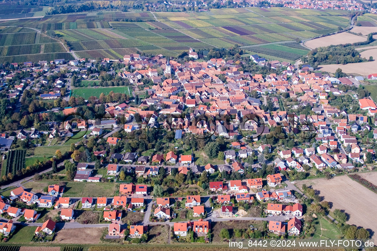 Luftbild von Dorf - Ansicht im Ortsteil Mörzheim in Landau in der Pfalz im Bundesland Rheinland-Pfalz, Deutschland