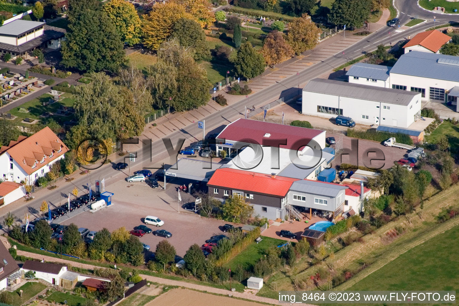 Luftbild von Steinweiler, Autohaus Frank im Bundesland Rheinland-Pfalz, Deutschland