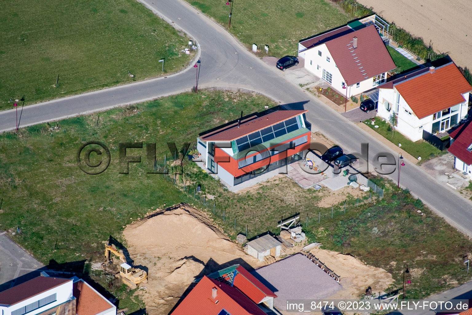 Steinweiler, Neubaugebiet in den Brotäckern im Bundesland Rheinland-Pfalz, Deutschland aus der Luft