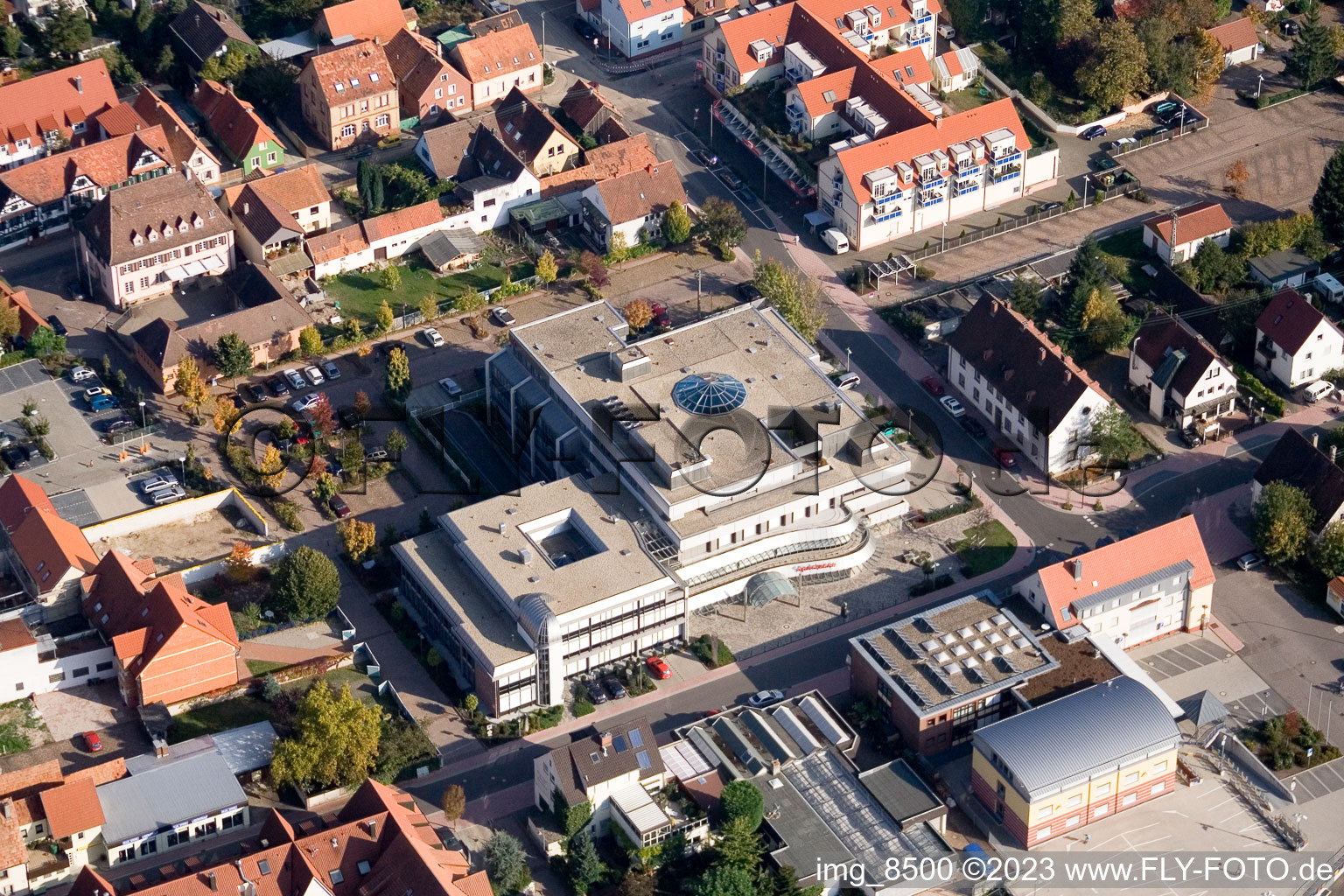 Kandel, Sparkasse im Bundesland Rheinland-Pfalz, Deutschland von oben gesehen