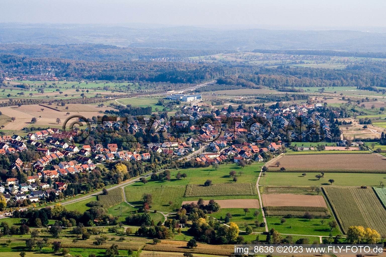 Ortsteil Palmbach in Karlsruhe im Bundesland Baden-Württemberg, Deutschland von der Drohne aus gesehen