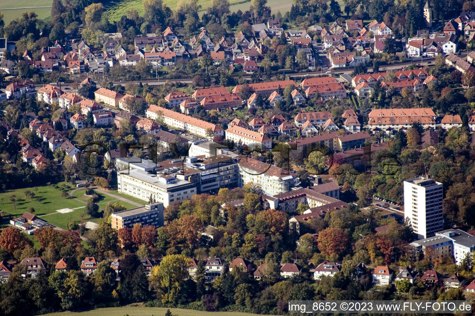 Diakonissen KH im Ortsteil Rüppurr in Karlsruhe im Bundesland Baden-Württemberg, Deutschland von oben