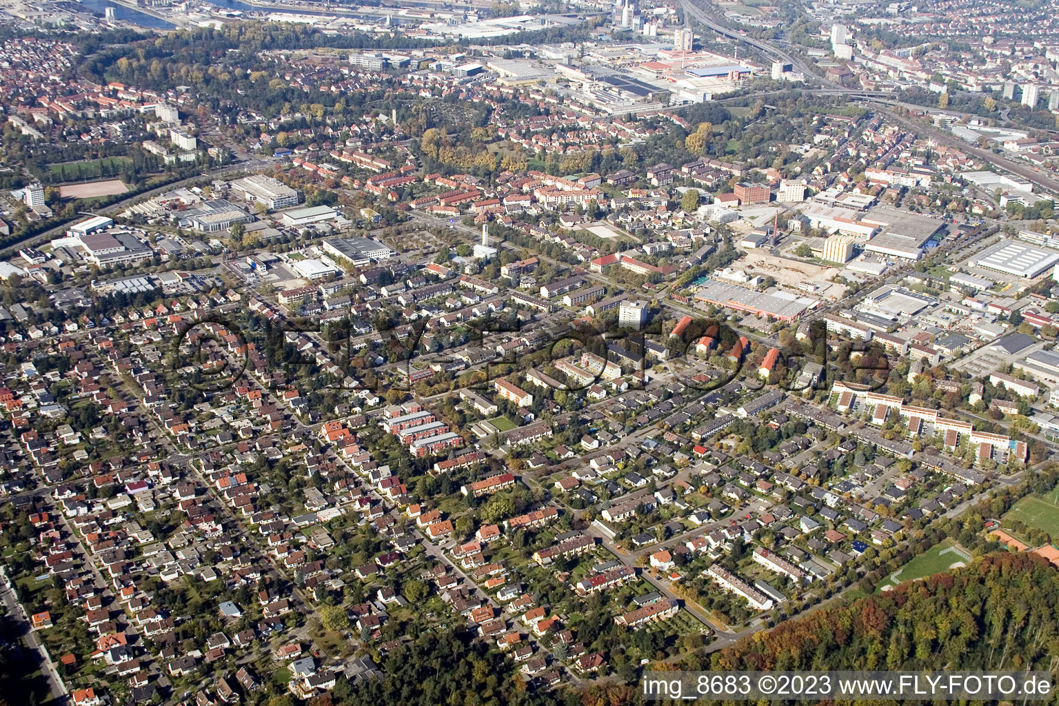 Luftbild von Karlsruhe Grünwinkel im Bundesland Baden-Württemberg, Deutschland