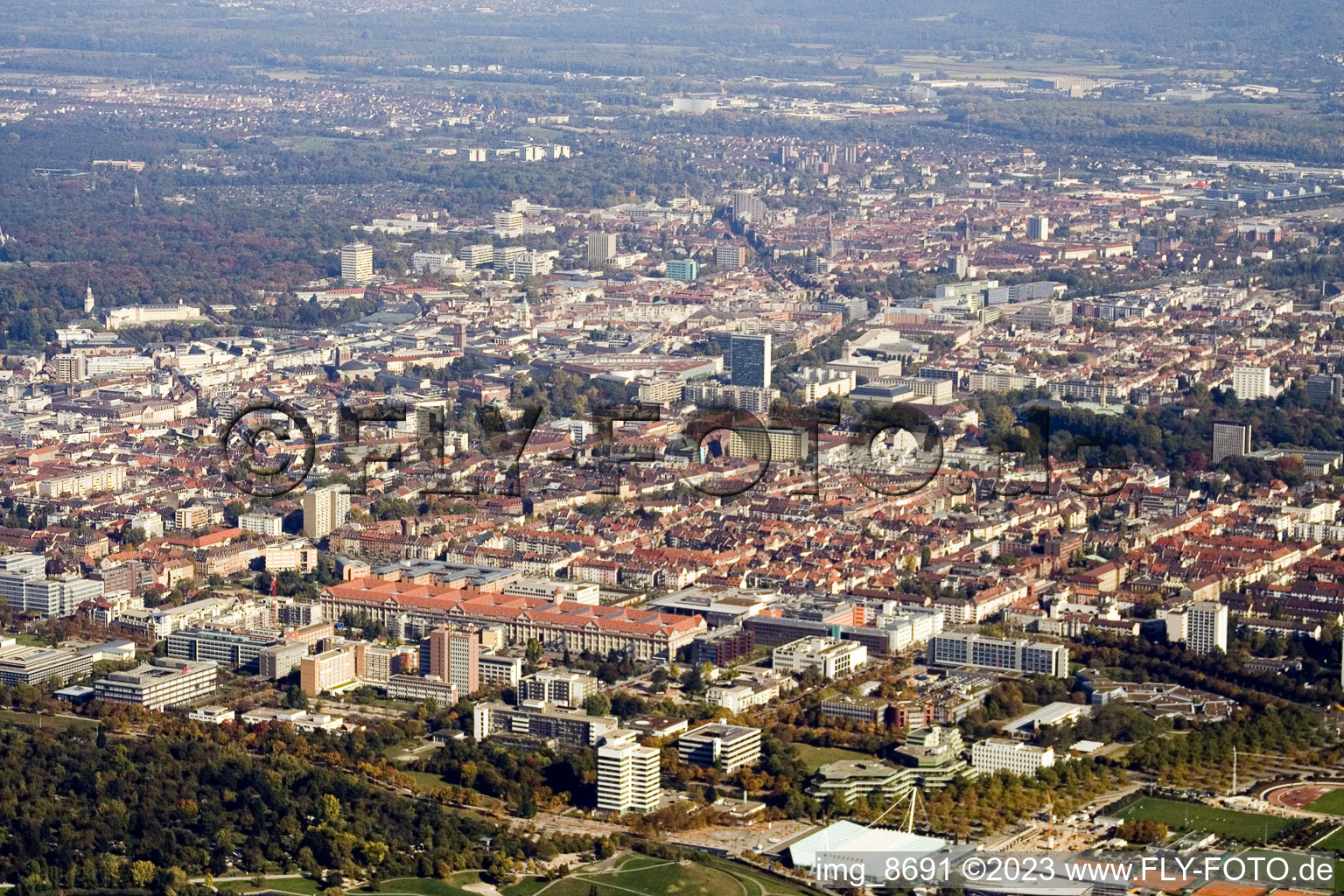 Luftbild von Karlsruhe Südweststadt im Bundesland Baden-Württemberg, Deutschland