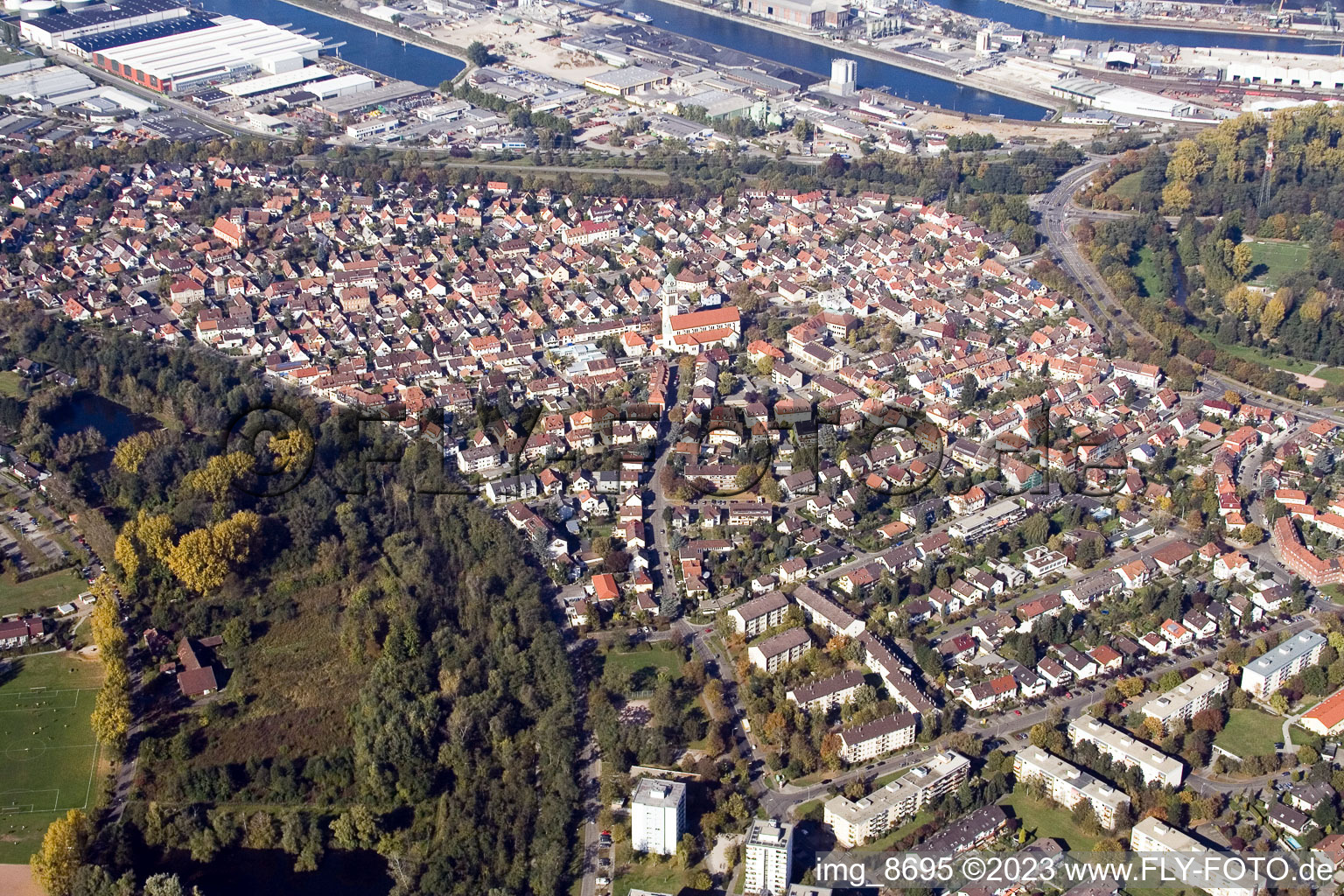 Luftbild von Karlsruhe Daxlanden im Bundesland Baden-Württemberg, Deutschland