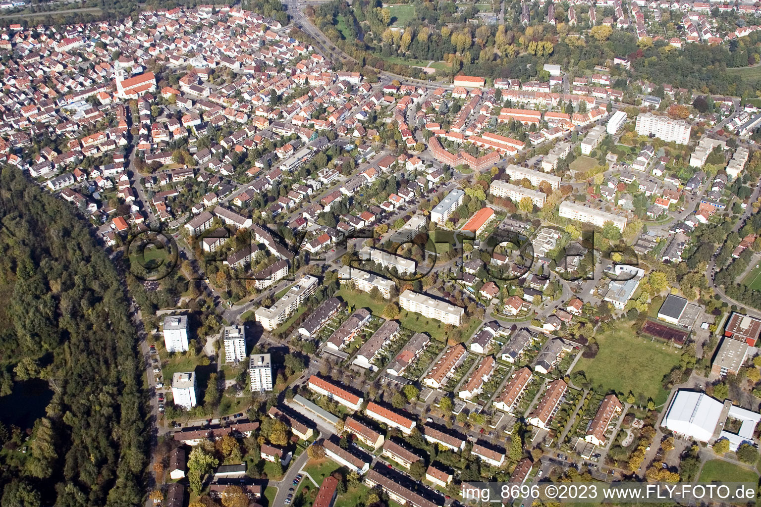 Luftaufnahme von Karlsruhe Daxlanden im Bundesland Baden-Württemberg, Deutschland