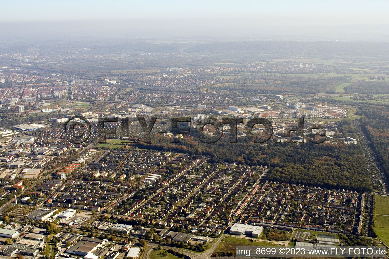 Luftaufnahme von Karlsruhe Grünwinkel im Bundesland Baden-Württemberg, Deutschland