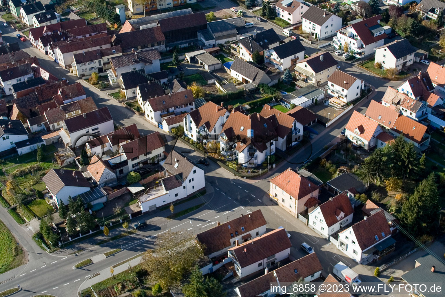 Kandel, Saarstr im Bundesland Rheinland-Pfalz, Deutschland aus der Drohnenperspektive