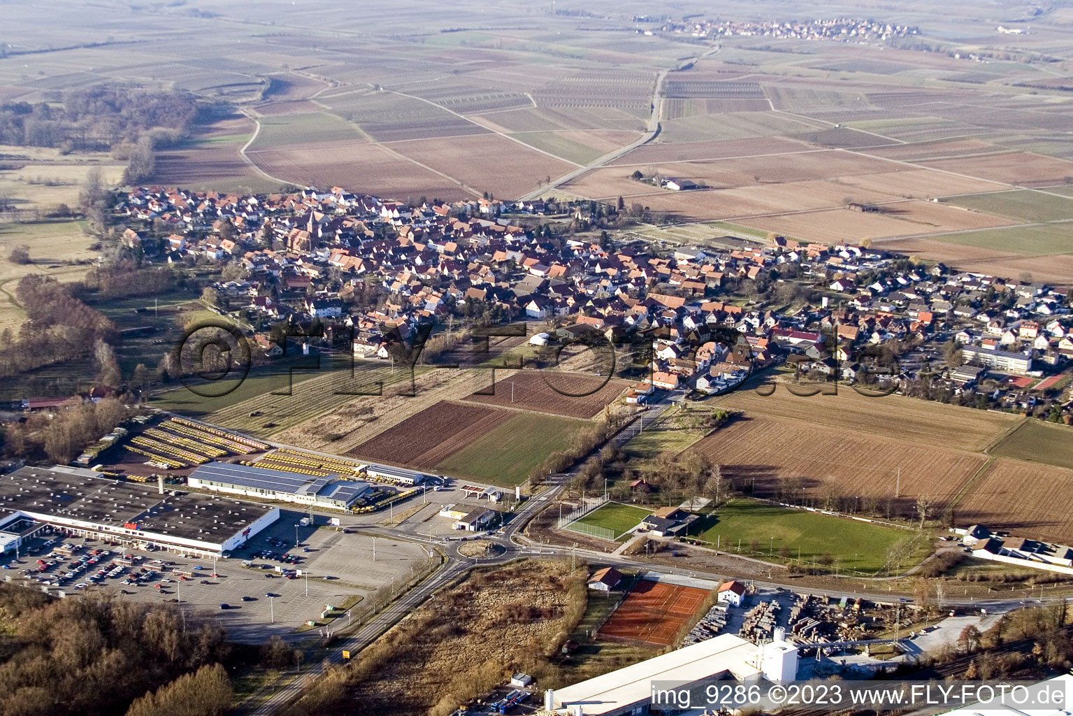 Luftbild von Rohrbach von Süden, Gewerbegebiet im Bundesland Rheinland-Pfalz, Deutschland