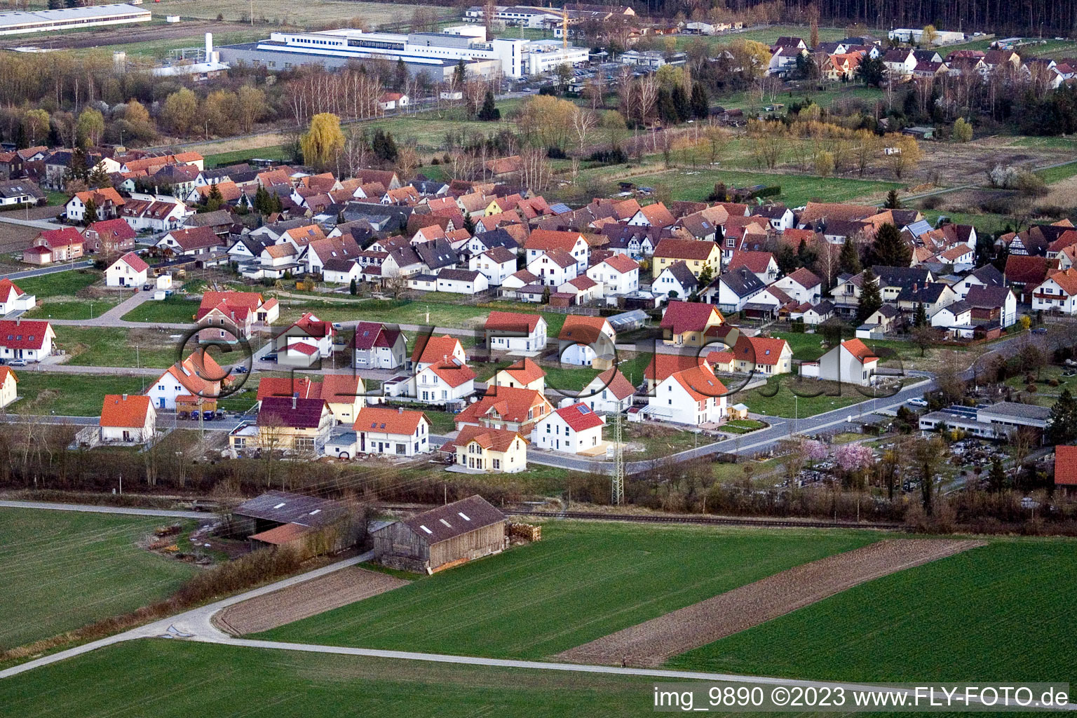 Schaidt, Neubaugebiet NO in Wörth am Rhein im Bundesland Rheinland-Pfalz, Deutschland von oben