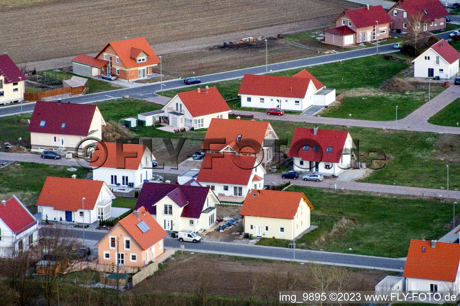 Schaidt, Neubaugebiet NO in Wörth am Rhein im Bundesland Rheinland-Pfalz, Deutschland aus der Luft betrachtet