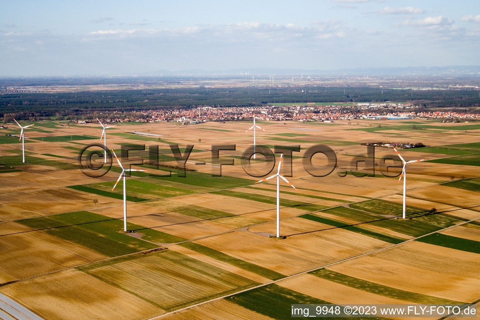 Luftbild von Herxheimweyher, Windkraftanlagen im Bundesland Rheinland-Pfalz, Deutschland