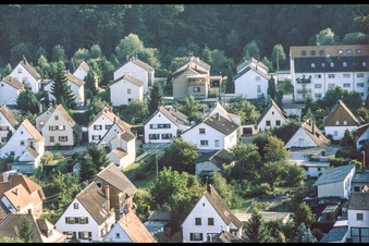 Kandel, Gartenstadt Waldstraße vom Ballon aus im Bundesland Rheinland-Pfalz, Deutschland