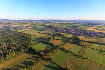 Minfeld von Südosten im Bundesland Rheinland-Pfalz, Deutschland
