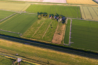 Luftbild von Schülpersieler Straße im Ortsteil Schülperweide in Wesselburenerkoog im Bundesland Schleswig-Holstein, Deutschland