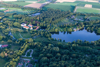 Uferbereiche am See- und Erholungsgebiet Pröbstingsee in Hoxfeld in Borken im Bundesland Nordrhein-Westfalen, Deutschland