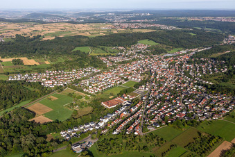 Ortsansicht aus Südosten in Wannweil im Bundesland Baden-Württemberg, Deutschland
