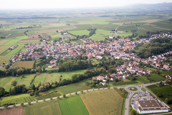 Schrägluftbild von Ortsteil Appenhofen in Billigheim-Ingenheim im Bundesland Rheinland-Pfalz, Deutschland