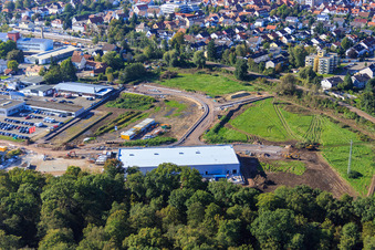 Luftbild von Baustelle EDEKA Neubau in der Lauterburger Straße in Kandel im Bundesland Rheinland-Pfalz, Deutschland
