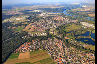 Luftbild von Stadtübersicht aus Süden in Germersheim im Bundesland Rheinland-Pfalz, Deutschland