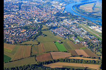 Luftbild von Stadtübersicht aus Süden in Speyer im Bundesland Rheinland-Pfalz, Deutschland