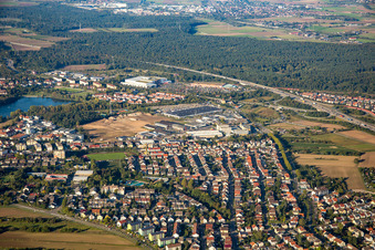 Luftaufnahme von Brühl, Gewerbegebiet Schütte-Lanz-Park im Bundesland Baden-Württemberg, Deutschland