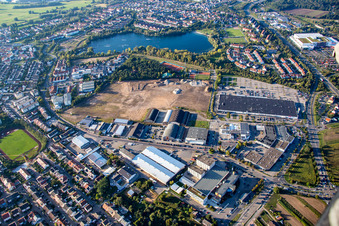 Brühl, Gewerbegebiet Schütte-Lanz-Park im Bundesland Baden-Württemberg, Deutschland vom Flugzeug aus
