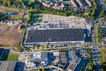 Brühl, Gewerbegebiet Schütte-Lanz-Park im Bundesland Baden-Württemberg, Deutschland aus der Vogelperspektive
