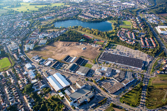 Drohnenbild von Brühl, Gewerbegebiet Schütte-Lanz-Park im Bundesland Baden-Württemberg, Deutschland