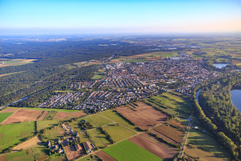 Luftbild von Ortsansicht aus Norden in Ketsch im Bundesland Baden-Württemberg, Deutschland