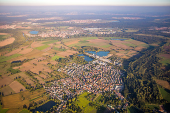 Luftaufnahme von Rheinsheim von Nordwesten in Philippsburg im Bundesland Baden-Württemberg, Deutschland