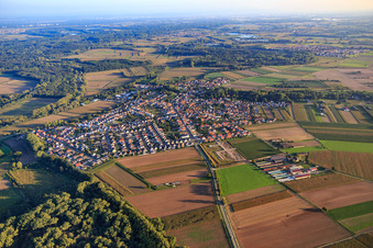 Schrägluftbild von Ortsansicht aus Nordwesten im Ortsteil Sondernheim in Germersheim im Bundesland Rheinland-Pfalz, Deutschland