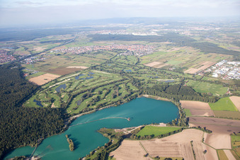 Luftbild von Golfclub am Lußhardtsee im Ortsteil Rot in St. Leon-Rot im Bundesland Baden-Württemberg, Deutschland