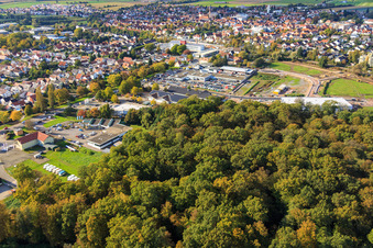 Gewerbegebiet Lauterburger Straße mit Auto Bohlender GmbH & Co.KG und ALDI an der Lauterburger Straße in Kandel im Bundesland Rheinland-Pfalz, Deutschland