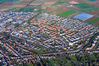 Luftbild von Ortsteil Rosenstock in Lampertheim im Bundesland Hessen, Deutschland