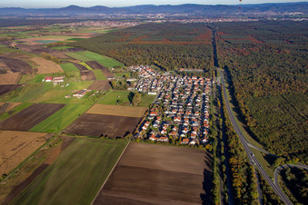 Luftaufnahme von Ortsteil Riedrode in Bürstadt im Bundesland Hessen, Deutschland
