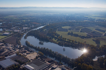 Luftbild von Lampertheimer Althrein und Naturschutzgebiet Biedensand im Bundesland Hessen, Deutschland