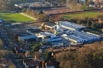 Quartier Lanzet von Osten mit  Hagebau Kompakt - Gillet Baustoffe GmbH in Herxheim bei Landau im Bundesland Rheinland-Pfalz, Deutschland